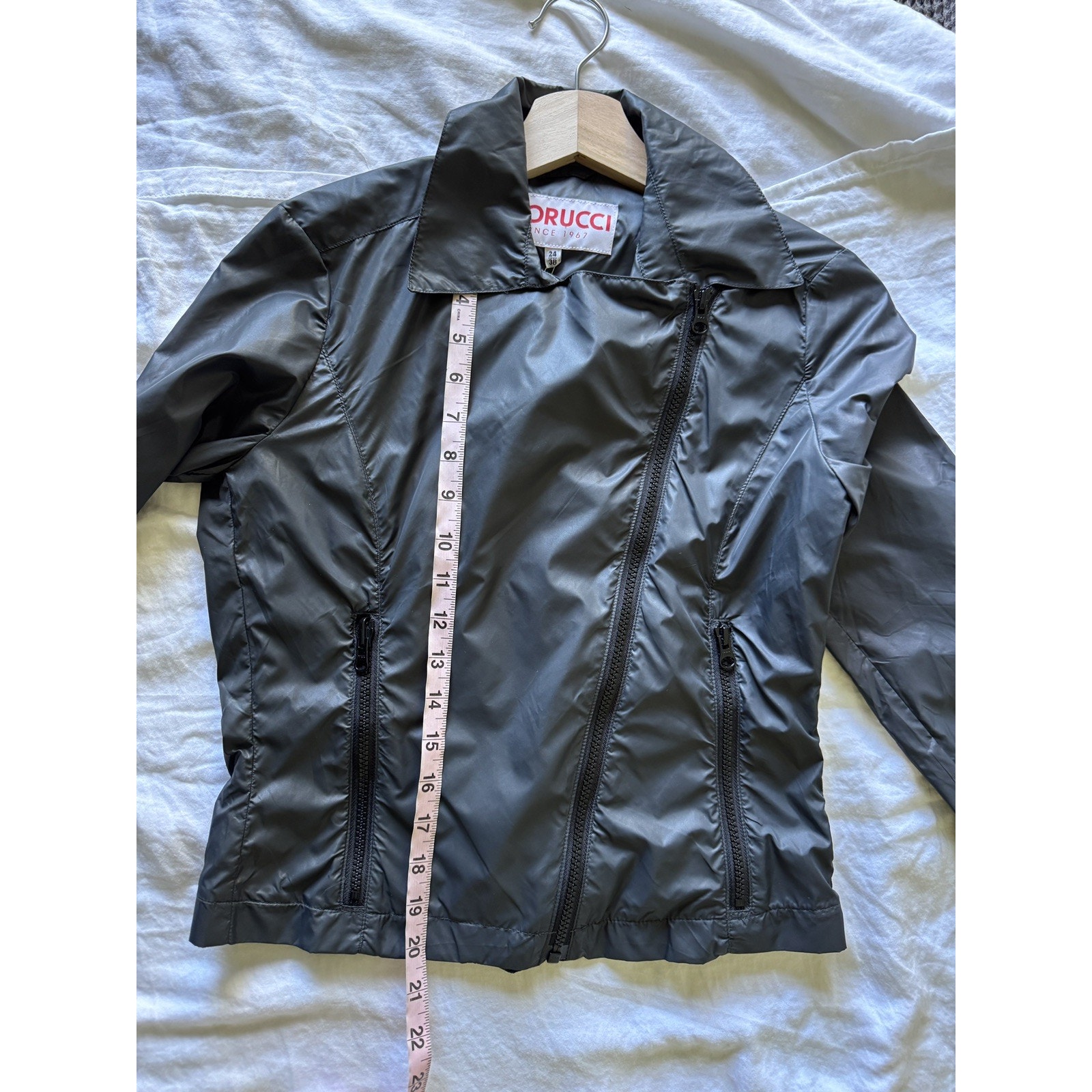 Fiorucci Dark Grey Women’s Lightweight Cropped Biker Rain Coat Us 2 Edgy Moto — image 8 of 8